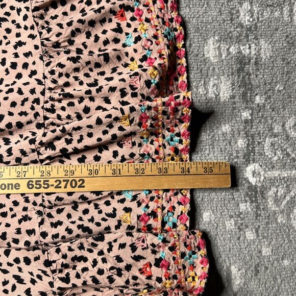 Savanna Jane Tiered Dress Size 1X Short Sleeve Leopard Print Embroidered Boho - Picture 5 of 8